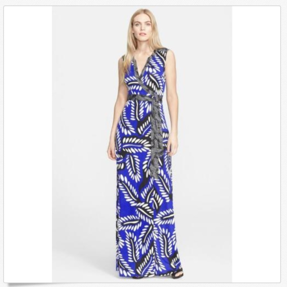 $598 Diane Von Furstenberg Orchid Silk Wrap Maxi